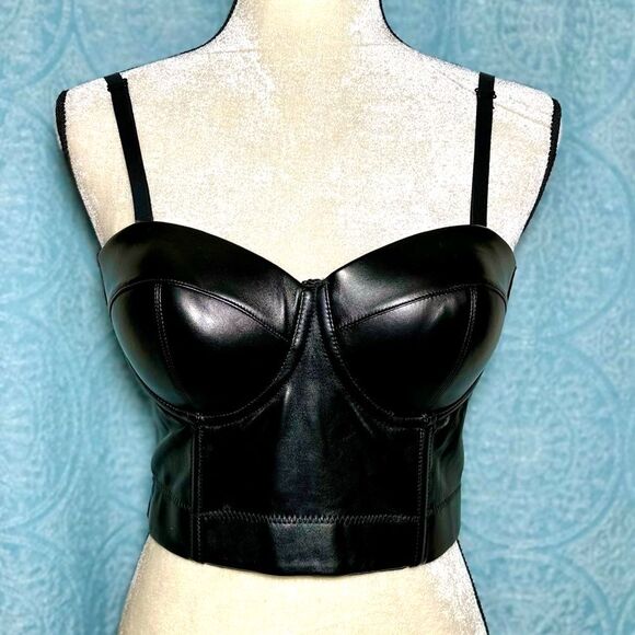 Charmian Vegan Leather Bustier Corset Top Sz XL - Picture 4 of 9